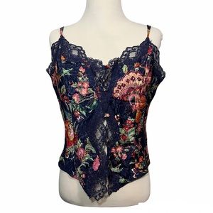 Vintage Gold Label Victoria’s Secret Floral and Lace Button Up Camisole